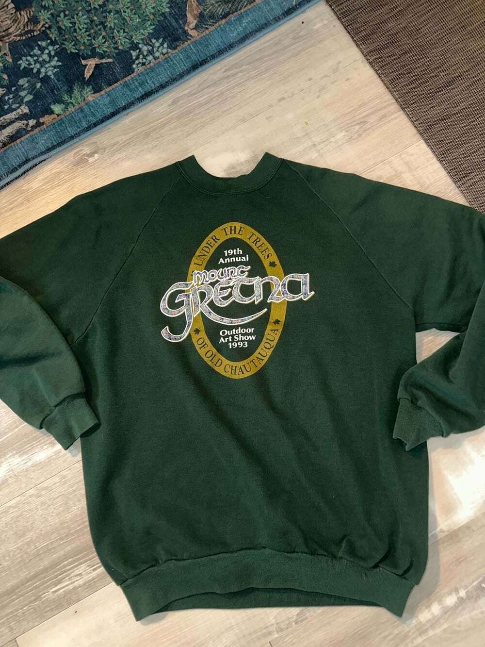 Jerzees Vintage 1993 Mount Gretna Sweatshirt Size XL Green Art Show